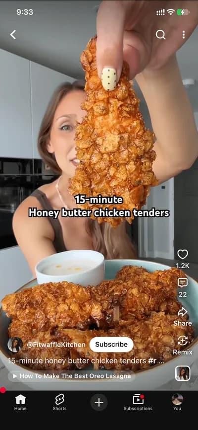YouTube Short of honey butter chicken tenders recipe