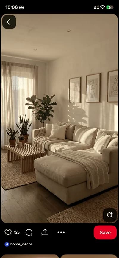 Pinterest pin of minimalist living room decor